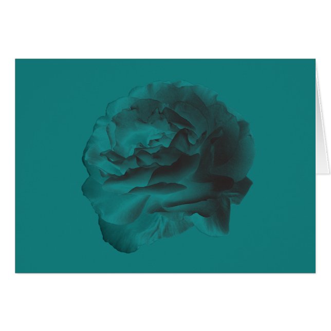 Teal Rose, Blank Inside Floral Greeting Card (Front Horizontal)