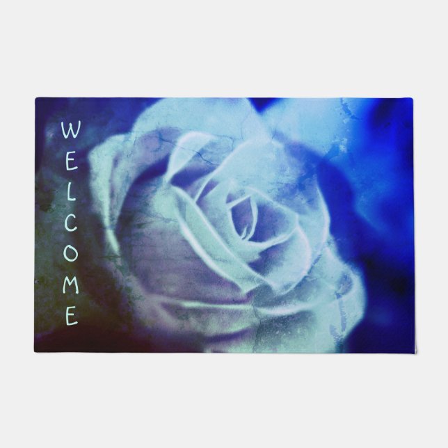 Teal Rose Door Mat (Front)