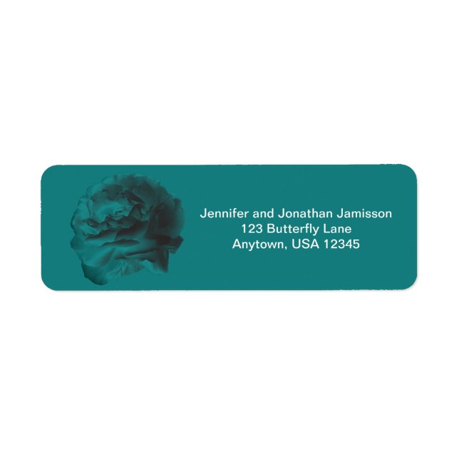 Teal Rose Floral return Address Label (Front)