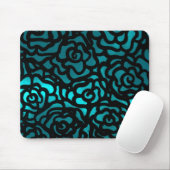 teal rose mousepad (With Mouse)