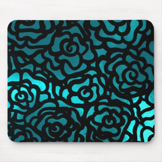 teal rose mousepad (Front)