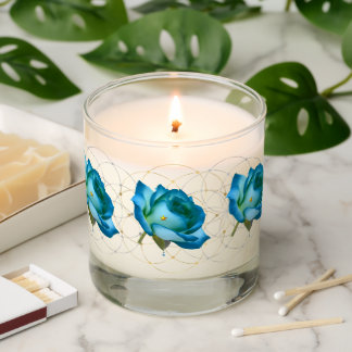 Teal Rose Pillar Scented Candle