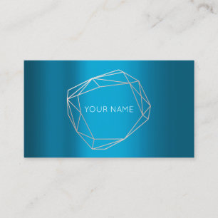 Teal Rose Poligonal Frame Geometric Minimalism Business Card