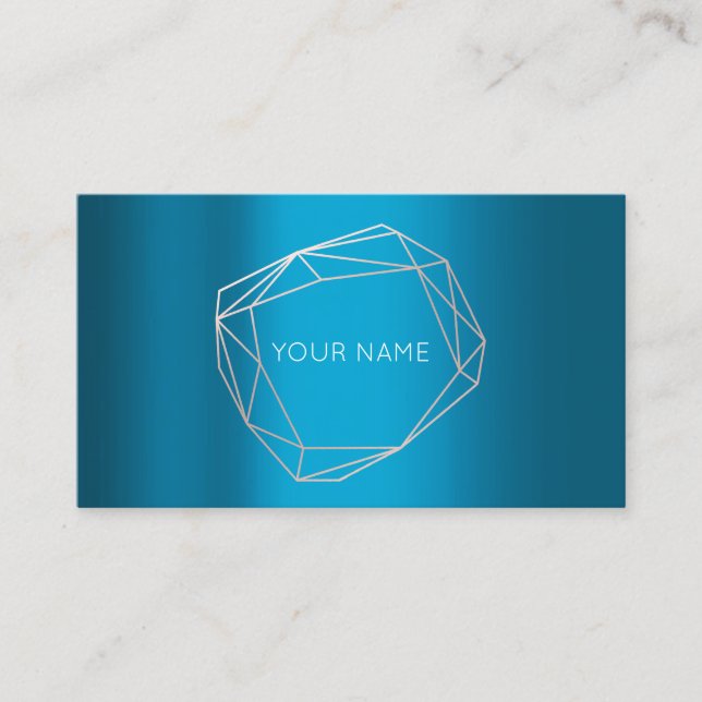 Teal Rose  Poligonal Frame Geometric Minimalism Business Card (Front)