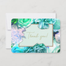 Teal Rose Thank You Card