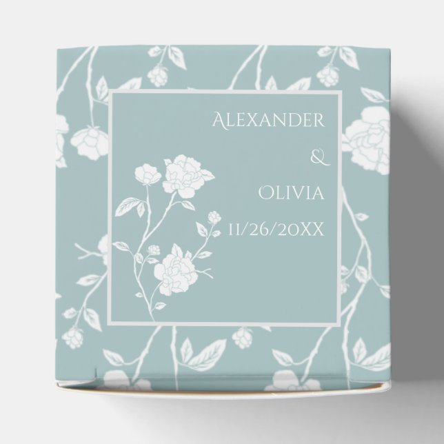 Teal Rose Wedding Favor Box (Top)