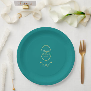 Teal Rose Wedding Paper Plates