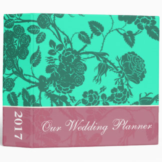 Teal Rose Wedding Planner 3 Ring Binder