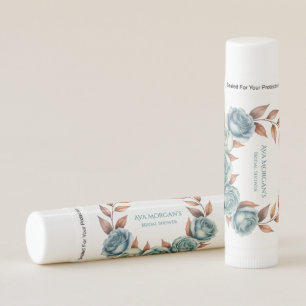 Teal Roses and Copper Leaves Bridal Shower Lip Balm