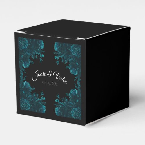 Teal Roses Black Gothic Wedding Classic Favor Boxes