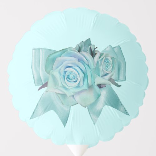 Teal Roses with Bow Balloon