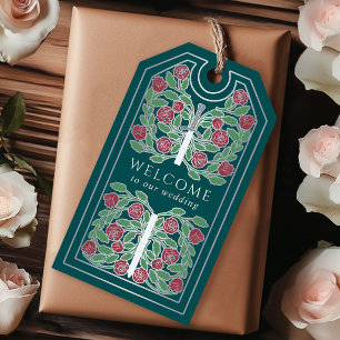Teal Royal Medieval Silver Sword Wedding Welcome Gift Tags