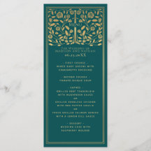 Teal Royal Medieval Sword Wedding Flat Menu