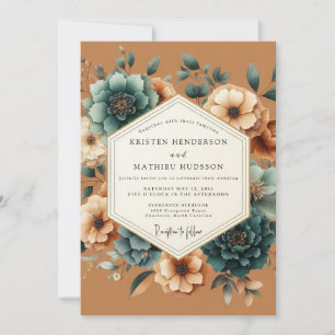 Teal Russet Autumnal Wedding Invitation