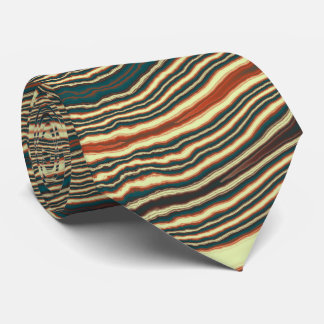 Teal, Rust & Cream Striped Fractal Neck Tie