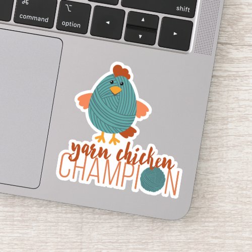 Teal  Rust Yarn Chicken Champion Stickers