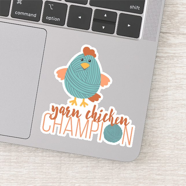 Teal & Rust Yarn Chicken Champion Stickers (Detail)