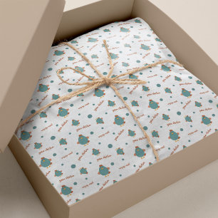 Teal & Rust Yarn Chicken Patterned Tissue Paper