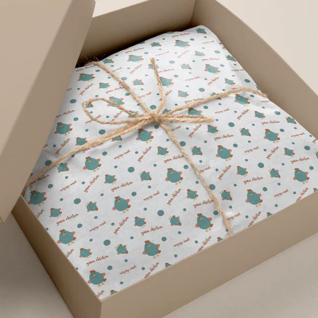 Teal & Rust Yarn Chicken Patterned Tissue Paper | Zazzle
