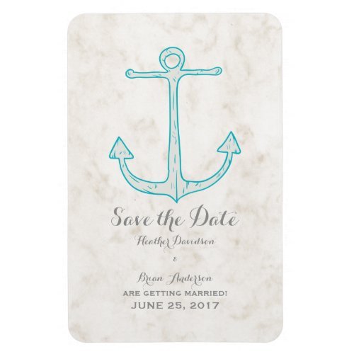 Teal Rustic Anchor Save the Date Magnet