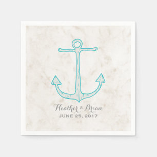 Teal Rustic Anchor Wedding Paper Napkins