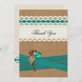 Teal Rustic burlap and lace country wedding Invitation (Front/Back)
