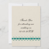 Teal Rustic burlap and lace country wedding Invitation (Back)