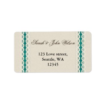 Teal Rustic burlap and lace country wedding Label