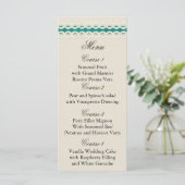 Teal Rustic burlap and lace country wedding Menu (Standing Front)