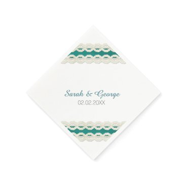 Teal Rustic burlap and lace country wedding Napkins