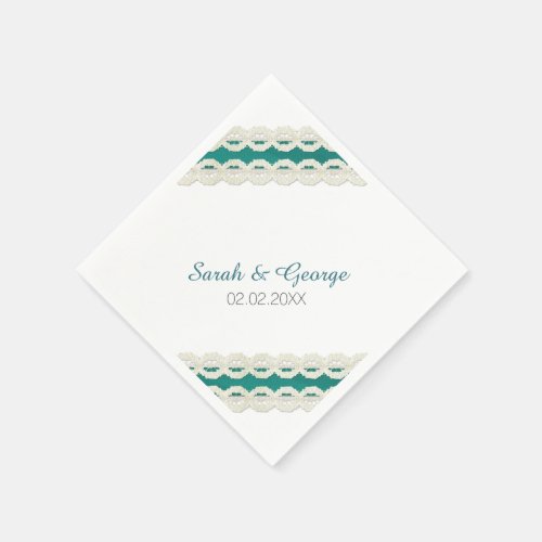 Teal Rustic burlap and lace country wedding Napkins