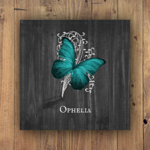 Teal Rustic Butterfly Personalized Paperweight