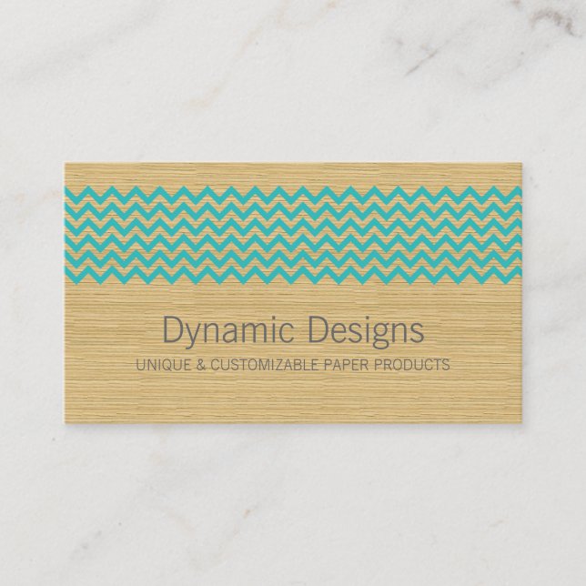 Teal Rustic Chevron Business Card (Front)