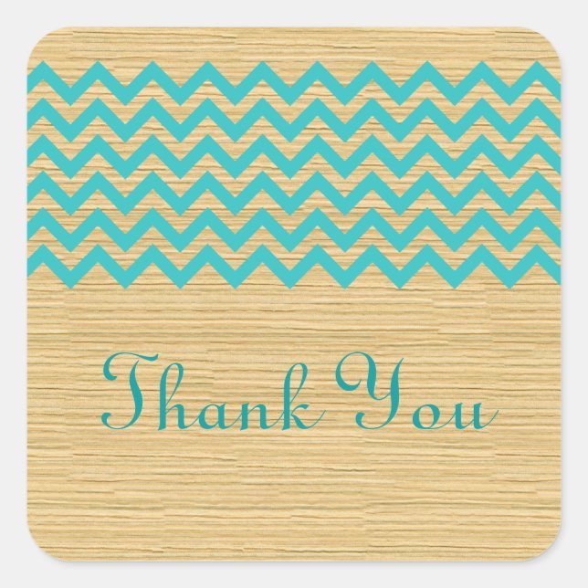 Teal Rustic Chevron Thank You Stickers (Front)