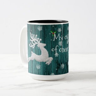 Teal Rustic Christmas Reindeer Coffee Mug