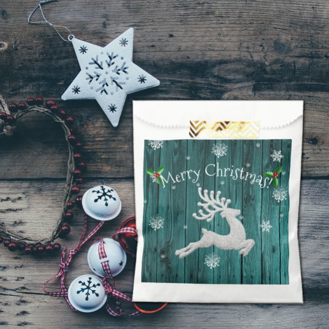 Teal Rustic Christmas Reindeer Favor Bags (Teal Rustic Christmas Reindeer Favor Bags)