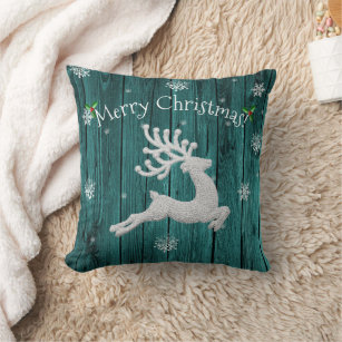 Teal store christmas pillows