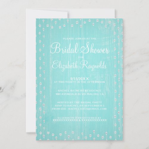 Teal Rustic Country Bridal Shower Invitations