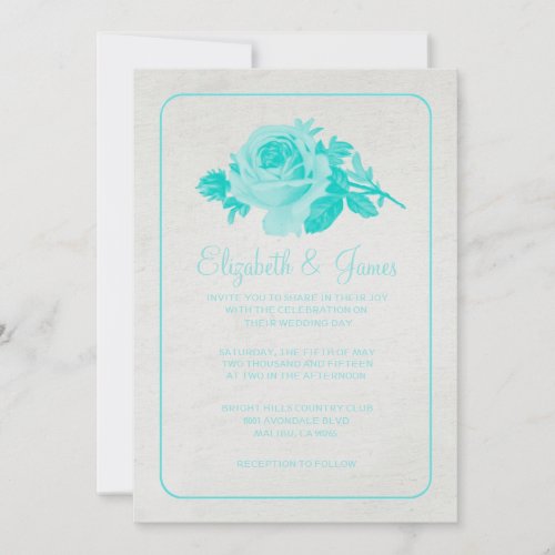 Teal Rustic Floral/Flower Wedding Invitations