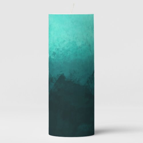 Teal rustic grunge acrylic abstract raging storm   pillar candle