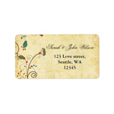 Teal Rustic Vintage Floral Wedding Label