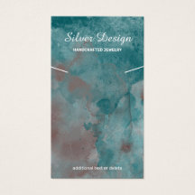 Teal Rusty Brow Watercolor Necklace - Display Card