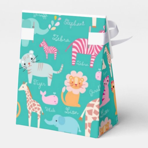 Teal Safari Theme Baby Shower Favor Box Zazzle