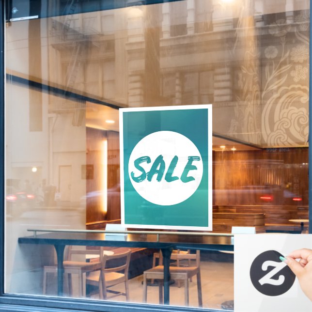 Teal SALE Sign Window Cling (Cafe Window)
