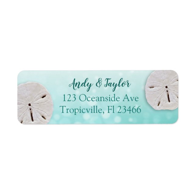 Teal Sand dollar Beach  Return Address Labels (Front)