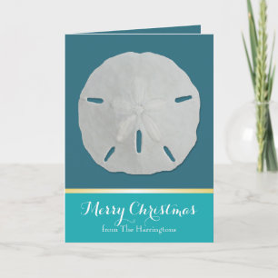 Teal Sand Dollar Tropical Christmas Cards