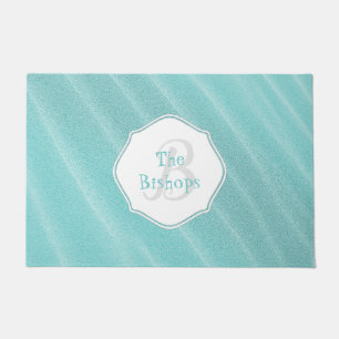 Teal Sand Ripples Personalized Door Mat