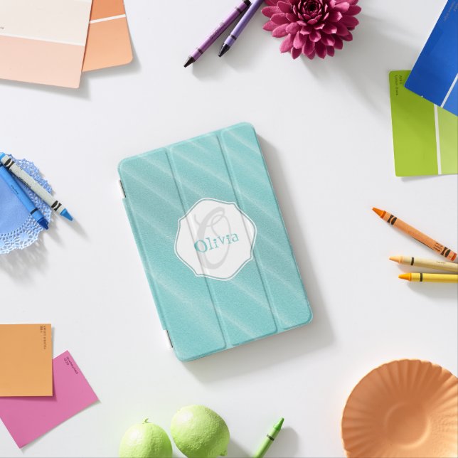 Teal Sand Ripples Personalized iPad Mini Cover (In Situ)