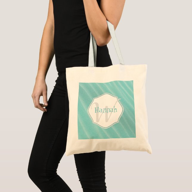 Teal Sand Ripples Personalized Tote (Front (Product))