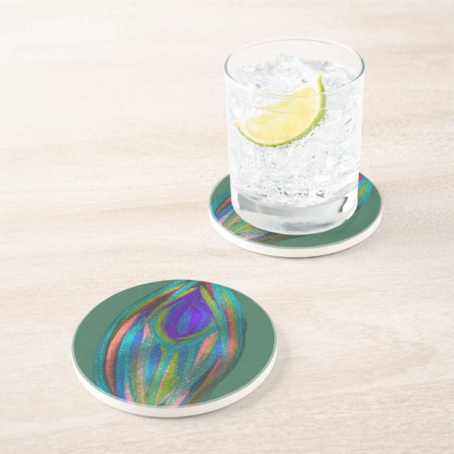 TEAL sandstone & cork coaster | m3galleryStudio (Side)